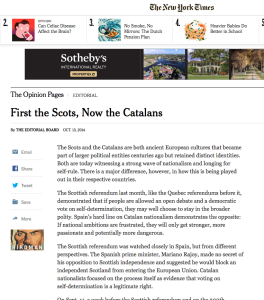 Editorial New York Times 13 d'octubre 2014